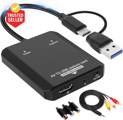 VHS to Digital Converter, RCA to HDMI Adapter USB Video Capture Card for Hi8/Dvd