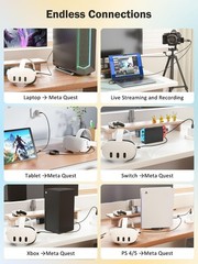 1080P Video Capture Card with PD 100W, HDMI to USB C/A Adapter for Streaming, Ga