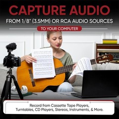 Audio Capture and Streaming Device with 1/8 Inch Aux and RCA Compatibility