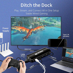 6-In-1 USB C Capture Card HDMI Casting Hub, 4K@60 HDMI Output, PD3.0, 1000Mbps E