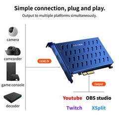 Acasis 4 HDMI PCIe Capture Card 1080P 60FPS with Built-in Fan Video Recorder