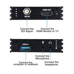 SDI Capture Card USB 3.0, SDI to USB 3.0 with HDMI Loopout, 1080P 60Fps SDI H…