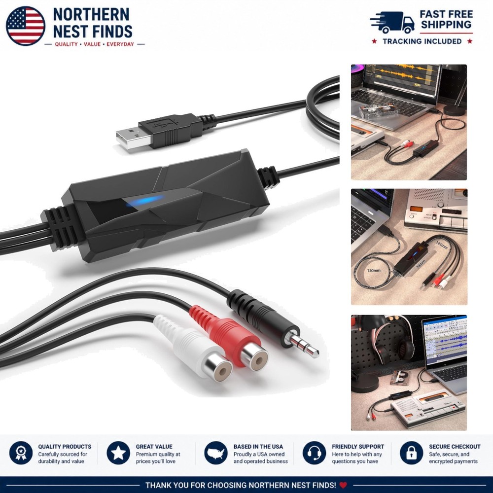 Plug & Play USB Audio Capture Device – Record Cassette Tapes to Digital Formats
