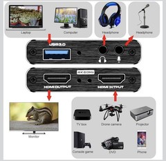 Game Capture Card USB 3.0 Video Card HD 1080P HDMI Video Recording Live Broadcas