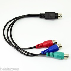 50pcs Mini 7pin Din PS2 Male S-Video To 3 RCA Female Red/Blue/Green HDTV Cable