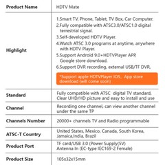 4K UHD ATSC 3.0/1.0 OTA Signal Meter Tuner DVR Android OTT Fire NextGen TV Stick