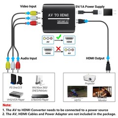 GINGIN AV to HDMI Converter, Adapter Support 720p/1080p Red,White