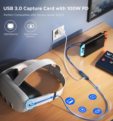 WARRKY Video Capture Card with 100W Power Delivery & Right-Angle USB-C | 1080P 6
