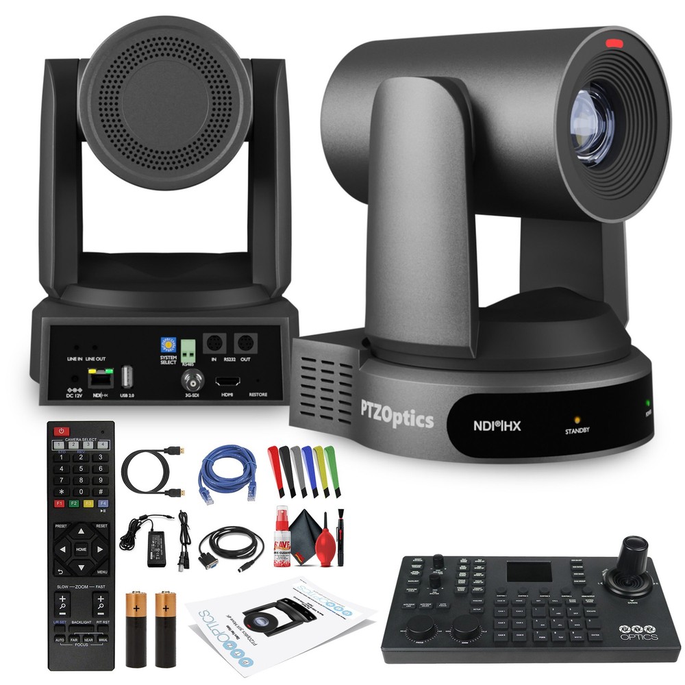 PTZOptics Move 4K PTZ Camera with 30x Zoom (Gray) (PT30X-4K-GY-G3) + SuperJoy