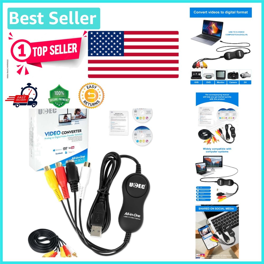 VCR to Digital Converter – RCA to USB Video Capture Device for Easy Archiving