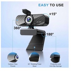 Webcam Full HD 1080P Built-in Microphone Universal Compatibility Zoom Teams