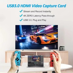 Audio/Video Capture Card, USB3.0 HDMI to USB C, 4K1080p60fps Video/Audio Capture