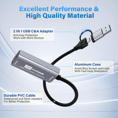 HDMI Capture Card, 4K HDMI to USB/USB-C Capture Device, Video Capture Card