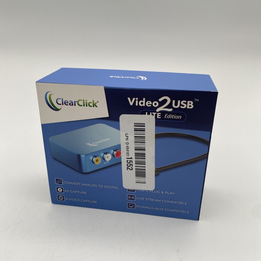 ClearClick Video To USB Lite – RCA AV VHS Video Capture Device Digital Converter