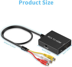 RCA to HDMI Adapter Converter, AV Converter with Cable Black