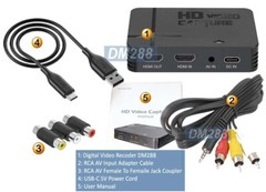 H.264 HD Digital Video Recorder With 1080P Component RCA AV USB SD Card Inputs