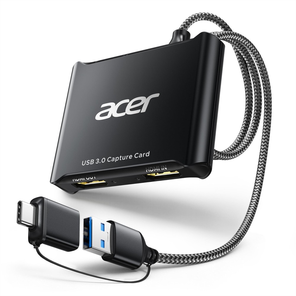 acer USB 3.0 Video Capture Card, HDMI Card for Streaming with Black