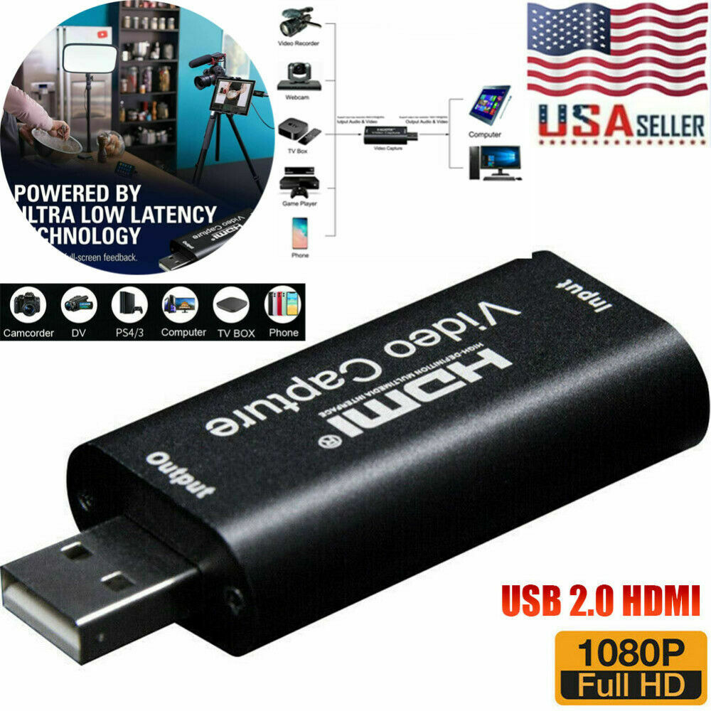 HDMI to USB 2.0 Video Capture Card 1080P HD Recorder Game Video Live Streaming A