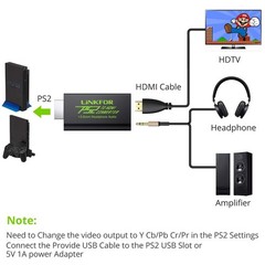 LiNKFOR PS2 to HDMI Converter for Sony PlayStation 2 Adapter Black
