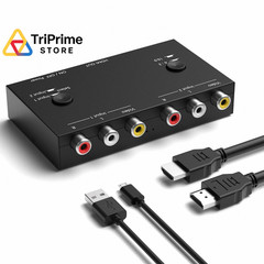 2 RCA to HDMI, 1080P 2 Way RCA Composite CVBS AV Switch to HDMI Video Audio Conv