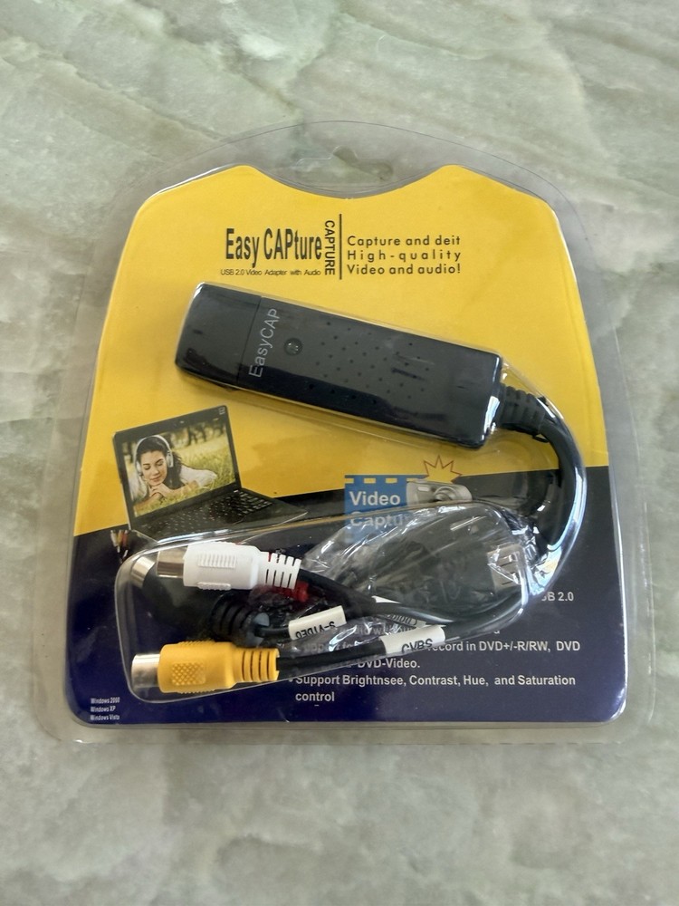 Easier CAP USB 2.0 Video Capture TV DVD VHS DVR Recorder Adapter With Audio NIP