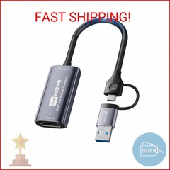 Video Capture Card for Streaming,4K HDMI to USB C Capture Card with USB A 3.0 Ad
