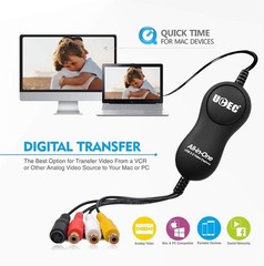 VHS to Digital Converter Kit: RCA to USB Video Capture Device for Mac & PC