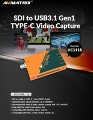 AVMATRIX UC1118 SDI to USB 3.1 Type-C Uncompressed Video Capture