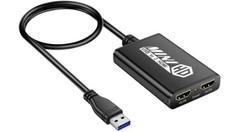 High-Speed USB 3 to 2 1080P HD Video Adapter For Multiple Monitors