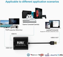 RUBU USB 3.0 HDMI Video Capture Card 1080P 60FPS for OBS PS4 PC Streaming DSLR