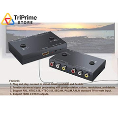 2 RCA to HDMI, 1080P 2 Way RCA Composite CVBS AV Switch to HDMI Video Audio Conv