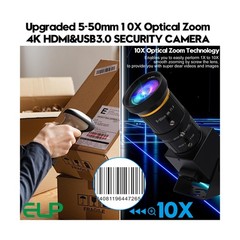 ELP 4K 60fps USB3.0 Webcam – HDMI & USB Output, Dual Display, Manual Zoom, 10…