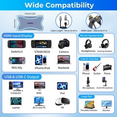4K HDMI Capture Card with Touch LED, Dual HDMI in/Loop-Out, USB 3.0, 4K@60Hz/…