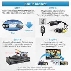 Video Converter VHS Hi8 V8 to DVD Digital Roxio Easy Mac Disc