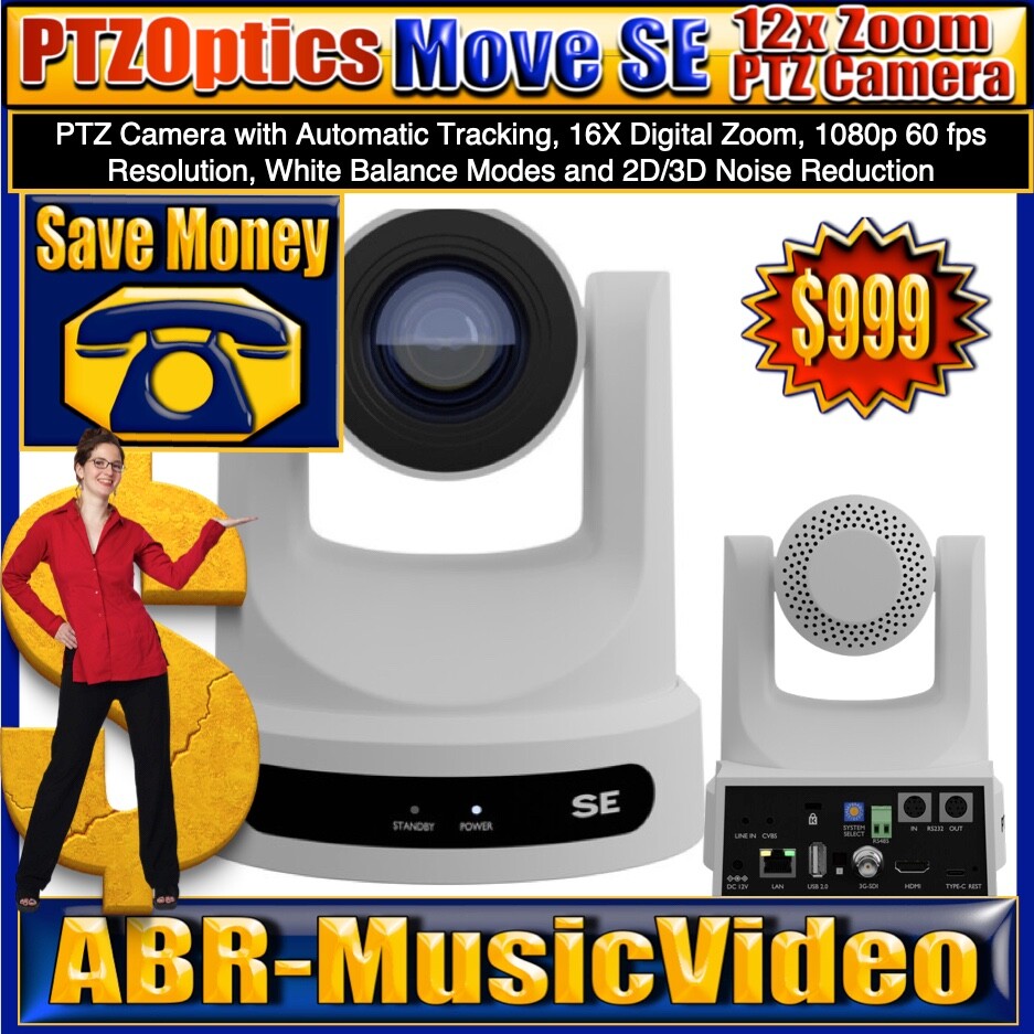 PTZOptics MOVE SE 12X ZOOM PTZ CAMERA (WHITE) 1 Year Warranty/ Authorized Dealer