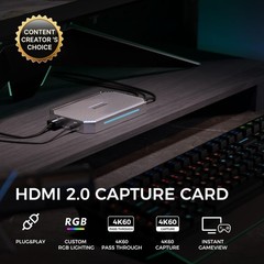 Game Capture Card 4K60 HDMI 2.0 & USB 3.1 Video Capture for Streaming and Rec…