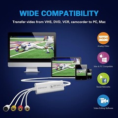 USB 2.0 Video Capture Card- Pro+ Version VHS to Digital Converter 1080P 30Hz