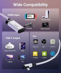 Syntech 2K@30Hz Video Capture Card with 100W PD Charging 5FT4K Input HDMI