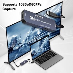 USB 3.0 Video Capture Card with 100W Power Supply & 3.0 Port 4K HDMI to USB C/…