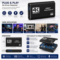 4K HDMI Video Capture Card USB 3.0 Audio Capture Device 1080P 60FPS