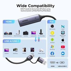 2K@30Hz HDMI Capture Card with Universal 4K Input for Streaming and Recording