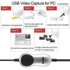 EzCAP USB Video Audio Capture Card TV VHS DVD Recorder Windows 10/8/7 HD Video