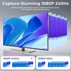 4K 60FPS & 1080P 240FPS HDMI Capture Card for Streaming, USB 3.0 to USB-C/A, …