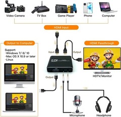 Capture Card, Game Capture Card,HDMI Video Capture Card,60FPS Video Recorder