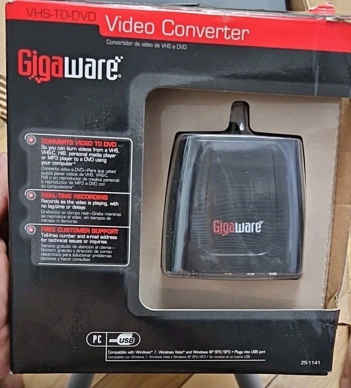 GIGAWARE VHS TO DVD VIDEO CONVERTER USB 2.0 W/ SOFTWARE – NEW OPEN BOX