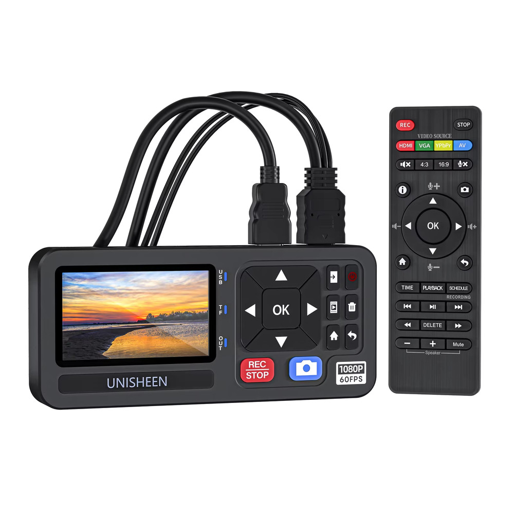 HD Video Capture Box 1080P Video to Digital Converter with 3″ Screen, 4K HDMI/CV