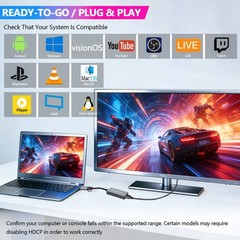 4K HDMI Video Capture Card 1080p60 USB3.0Type-C Game Capture for PS5/Xbox/Switch