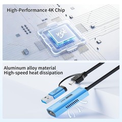 Video Capture Card with 100W PD Fast Charging, 4K 60Hz Input to 1080P 60FPS, …