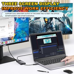 Type C/USB3.0 to Dual HDMI Adapter 1080P 60Hz Extend 2 Different Screen Hub