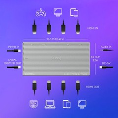 CT-4 4K Video Capture Card – 4 HDMI Inputs, UVC Plug-and-Play, Simultaneous 4…